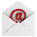 envelope with email 'at' symbol inserted