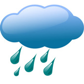 drops falling from a blue cloud