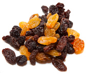 pile of raisins on a counter