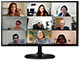 computer monitor with nine people on video call