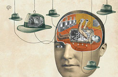 drawing of a man with wiring in his head